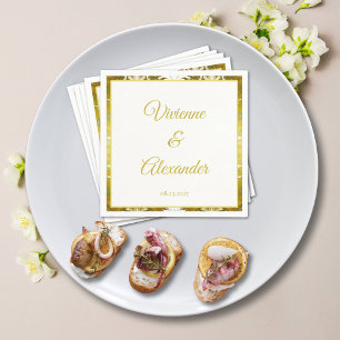 Gold Green Damask Wedding Napkin