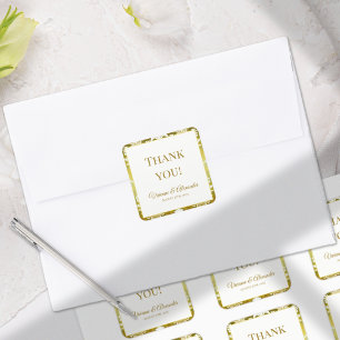 Gold Green Damask Wedding Square Sticker
