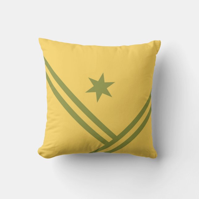Gold Green Diagonal Stripes Star Modern Graphic Cushion (Front)