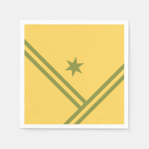 Gold Green Diagonal Stripes Star Modern Graphic Napkin