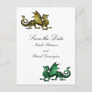 Gold Green Dragon Save the Date Postcard