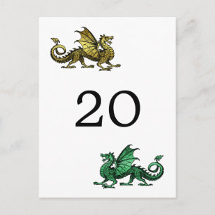 Gold Green Dragon Table Number Postcard