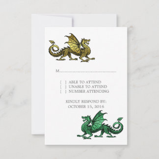 Gold Green Dragon Wedding Response Card