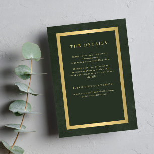 Gold green elegant wedding guest information enclosure card