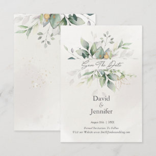 Gold Green Eucalyptus Save The Date