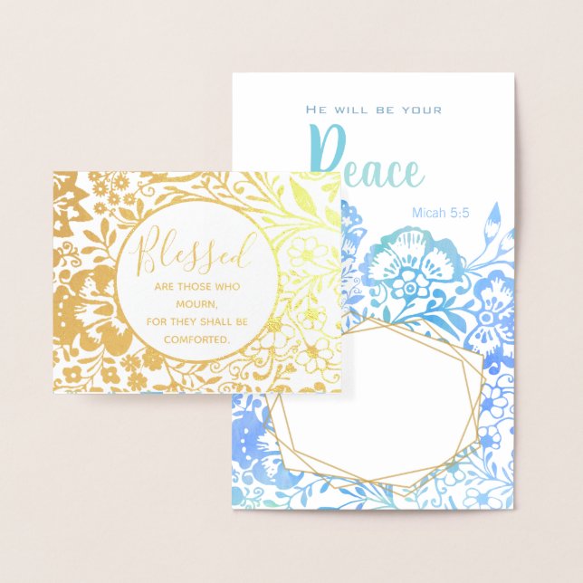 Gold Green Floral Religious Christian Sympathy Foil Card (Display)