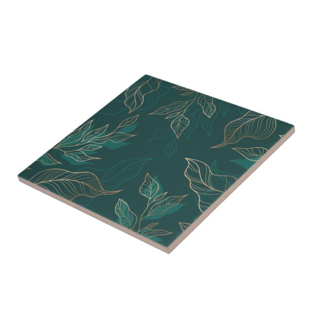 Gold Green Floral Tile (Side)