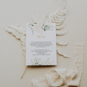 Gold Green Foliage Calligraphy Hotel  Enclosure Card