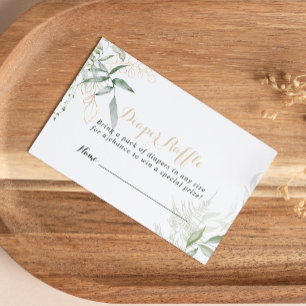 Gold Green Foliage Diaper Raffle Ticket Enclosure Card