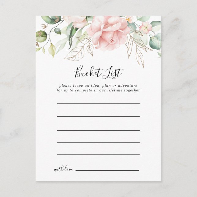 Gold Green Foliage Floral Bucket List Cards (Front)