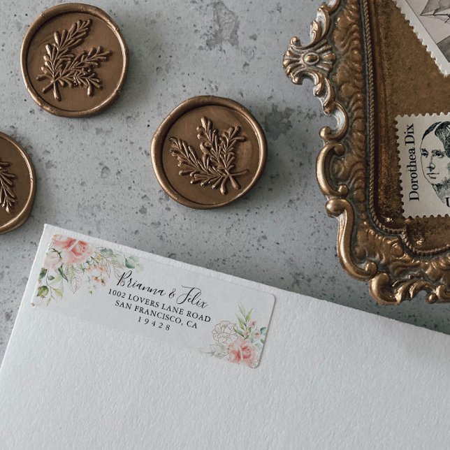 Gold Green Foliage Floral Return Address Label (Creator Uploaded)