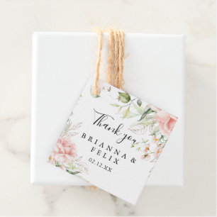 Gold Green Foliage Floral Wedding Favour Tags