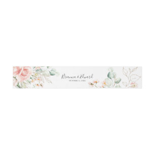 Gold Green Foliage Floral Wedding Invitation Belly Band