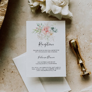 Gold Green Foliage Floral Wedding Reception Enclosure Card