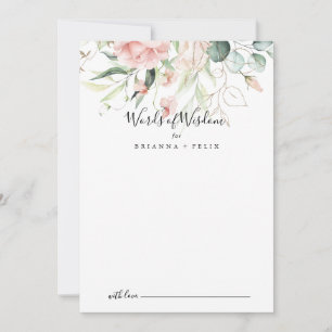 Gold Green Foliage Floral Wedding Words of Wisdom Advice Card