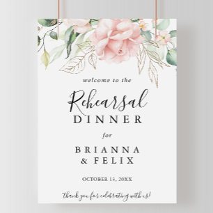 Gold Green Foliage Rehearsal Dinner Welcome Sign