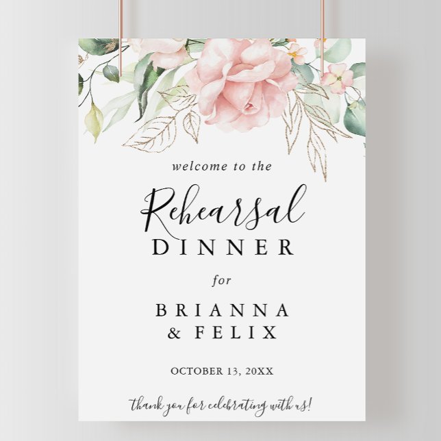 Gold Green Foliage Rehearsal Dinner Welcome Sign (Creator Uploaded)