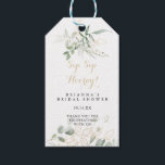 Gold Green Foliage Sip Sip Hooray Bridal Shower Gift Tags<br><div class="desc">These gold green foliage sip sip hooray bridal shower gift tags are perfect for a rustic wedding shower. This artistic design features hand-drawn watercolor gold and green foliage ,  inspiring natural beauty.</div>