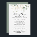 Gold Green Foliage Wedding Kissing Menu Game Card<br><div class="desc">This gold green foliage wedding kissing menu game card is perfect for a rustic wedding reception. This artistic design features hand-drawn watercolor gold and green foliage ,  inspiring natural beauty.</div>