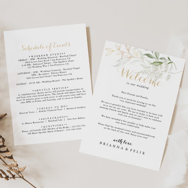 Gold Green Foliage Wedding Welcome Letter (Creator Uploaded)
