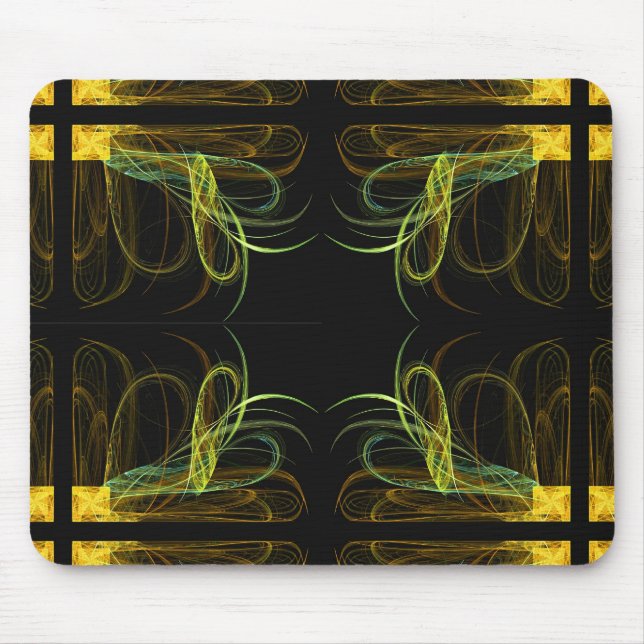 Gold & Green Fractal Mousepad (Front)