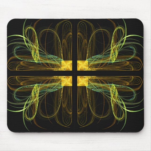 Gold & Green Fractal Mousepad (Front)
