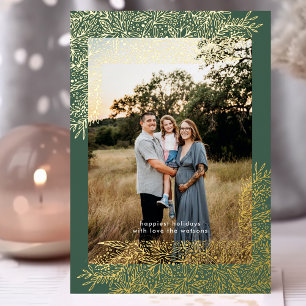 Gold Green Frame hand drawn Christmas Photo