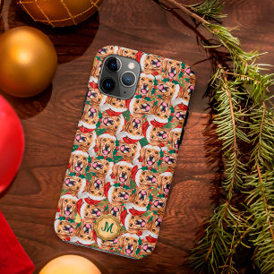 Gold Green Golden Retriever Cute Dog Christmas Case-Mate iPhone Case
