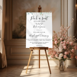 Gold Green Leaves Wedding Unplugged Ceremony  Poster