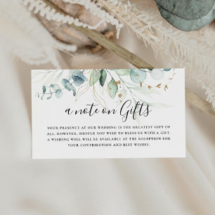 Gold Green Leaves Wedding Wishing Well Enclosure Card