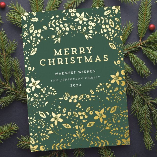Gold & Green Merry Christmas Florals (Creator Uploaded)