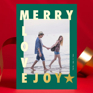 GOLD Green MERRY LOVE JOY photo FRAME   Gold