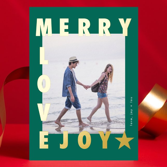 GOLD Green MERRY LOVE JOY photo FRAME | Gold (Creator Uploaded)