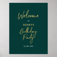 Gold & Green Modern Birthday Party Welcome