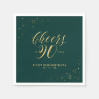 Gold & Green Modern Cheers 90th Birthday Party