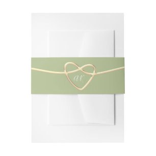 Gold & Green Monogram Wedding Belly Band Invitation Belly Band