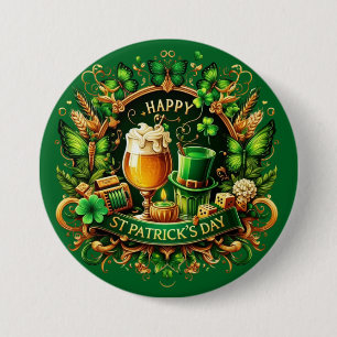 Gold & Green Ornate St. Patrick's Day Celebration 7.5 Cm Round Badge
