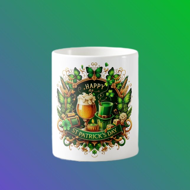 Gold & Green Ornate St. Patrick's Day Celebration Coffee Mug (Creator Uploaded)