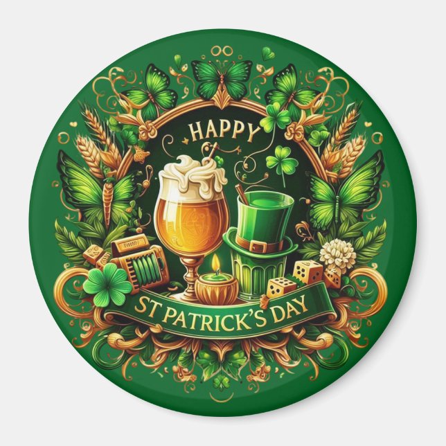 Gold & Green Ornate St. Patrick's Day Celebration Magnet (Front)