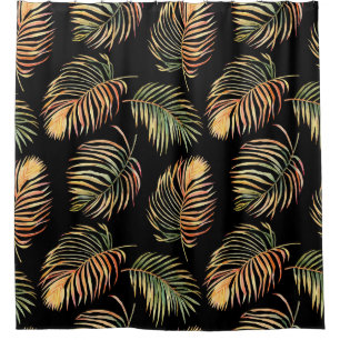Gold-Green Palms: Watercolor Seamless Pattern. Shower Curtain
