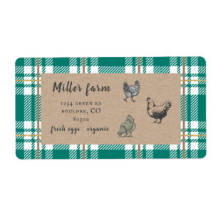 gold green plaid rustic script egg carton