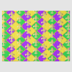 Gold Green Purple Mardi Gras Harlequin Pattern   Tissue Paper