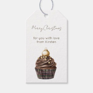 Gold Green Red Blue Chocolate Cupcake Christmas Gift Tags
