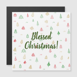 Gold Green Red Christmas Trees Pattern