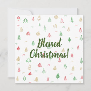 Gold Green Red Christmas Trees Pattern Card