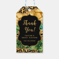 Gold Green Safari Agate Sweet Sixteen Thank You