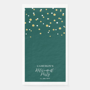Gold & Green Stylish Confetti Retirement Party Napkin
