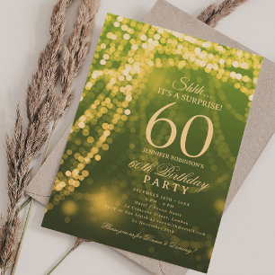 Gold Green   Surprise 60th Birthday Party  Invitation