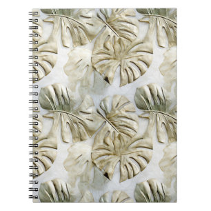 Gold Green Tropical Leaves Notebook