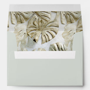 Gold Green Tropical Leaves Sage Envelope